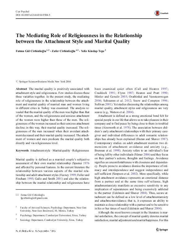 (PDF) The Mediating Role of Religiousness in the Relationship between ...