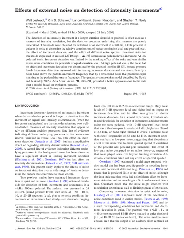 (PDF) Effects of external noise on detection of intensity increments