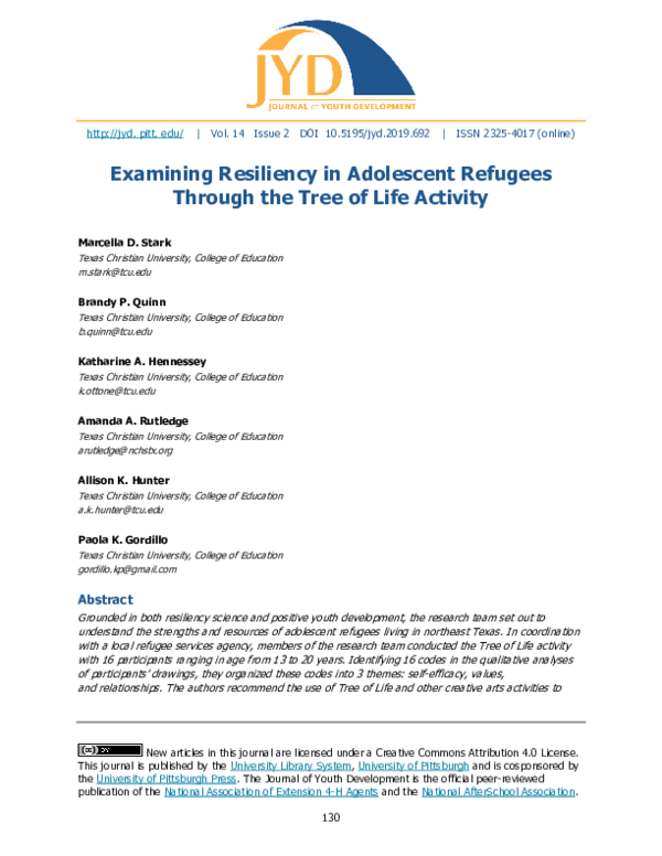 (PDF) Examining Resiliency in Adolescent Refugees Through the Tree of ...