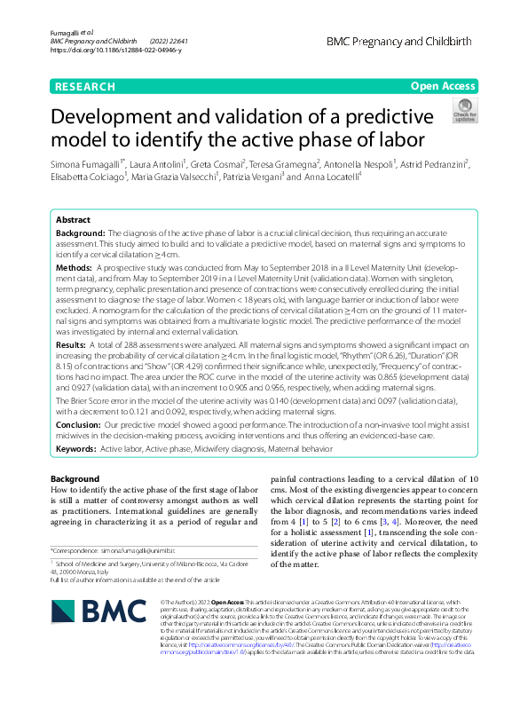 (PDF) Development and validation of a predictive model to identify the ...