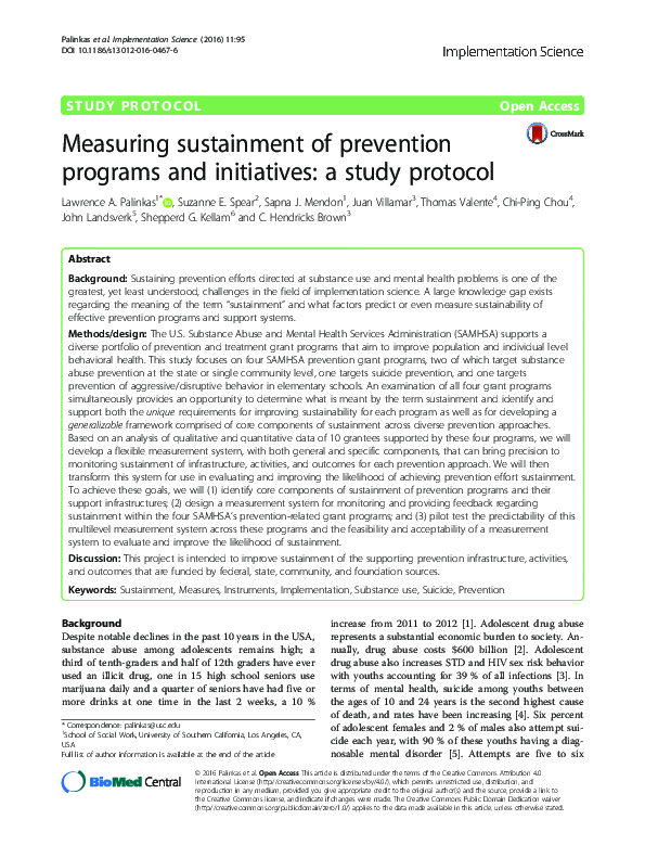 (PDF) Measuring sustainment of prevention programs and initiatives: a ...