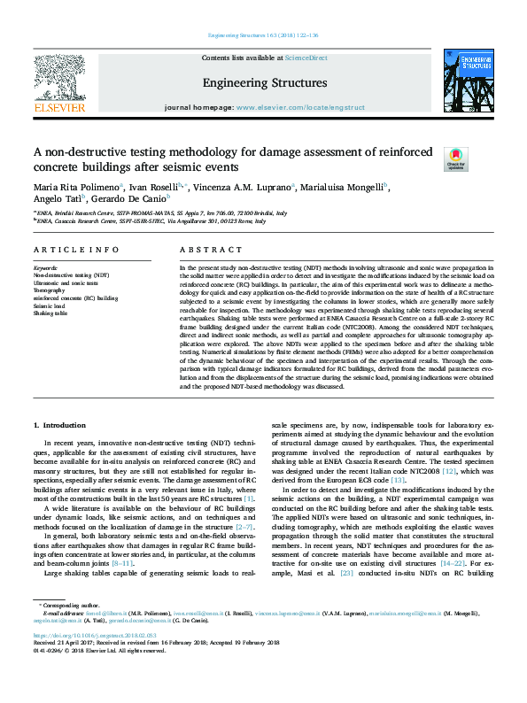 (PDF) A non-destructive testing methodology for damage assessment of ...