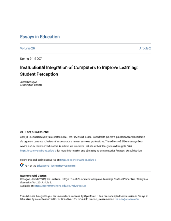 (PDF) Instructional Integration of Computers to Improve Learning ...