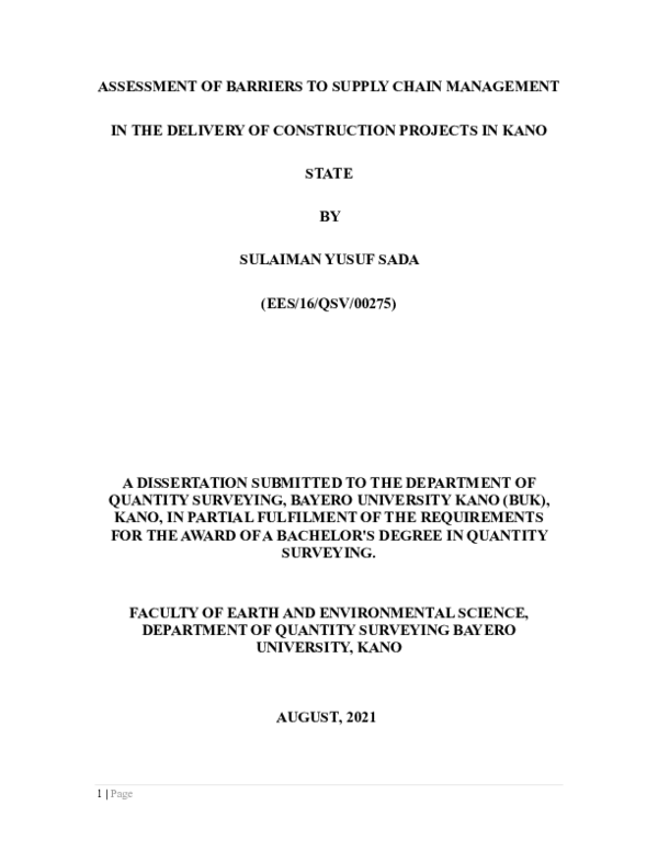 (PDF) ASSESSMENT OF BARRIERS TO SUPPLY CHAIN MANAGEMENT IN THE DELIVERY