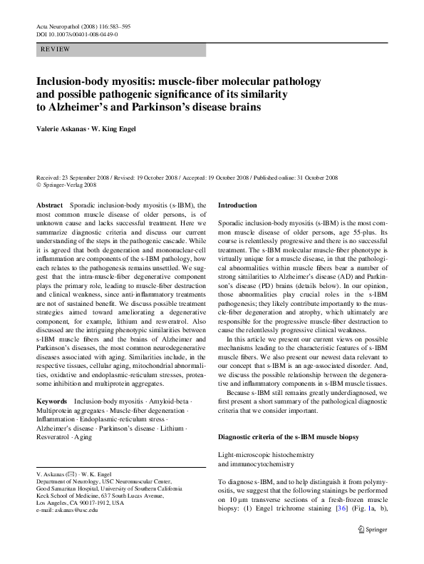 (PDF) Inclusion-body Myositis and Its Neurodegenerative Similarities