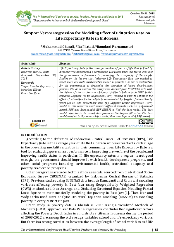 (PDF) Support Vector Regression for Modeling Effect of Education Rate ...