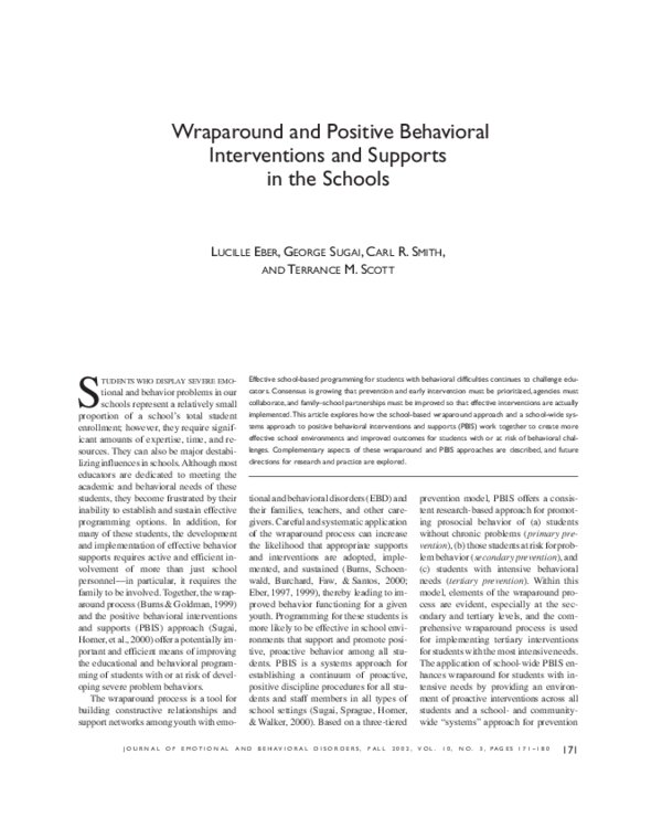 (PDF) Wraparound and Positive Behavioral Interventions and Supports in ...