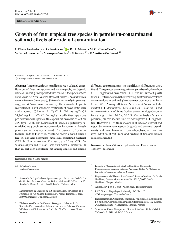 (PDF) Growth of four tropical tree species in petroleum-contaminated ...