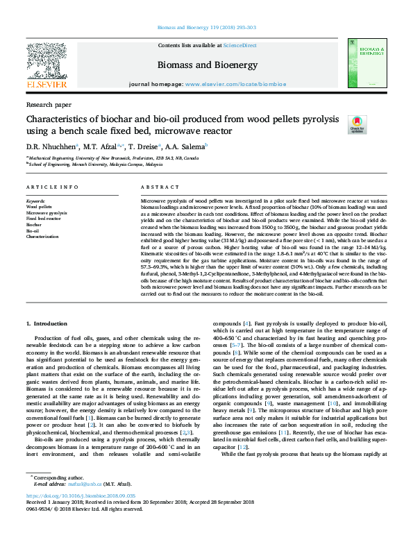 (PDF) Characteristics of biochar and bio-oil produced from wood pellets ...