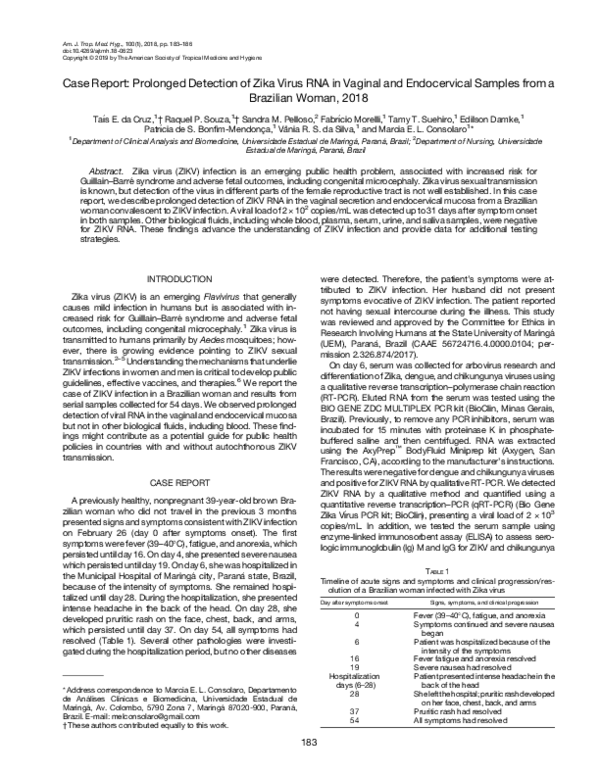 (PDF) Case Reports: Prolonged Detection of Zika Virus RNA in Vaginal ...