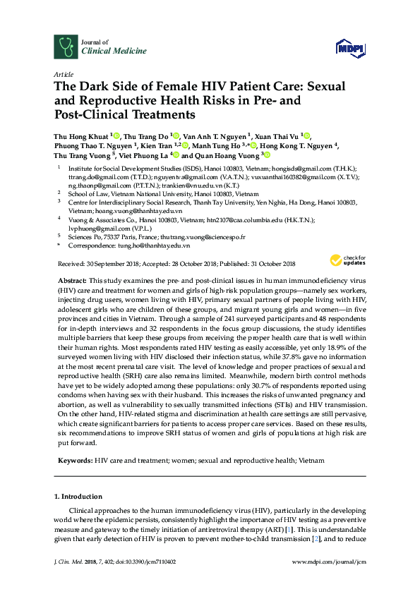 (PDF) The Dark Side of Female HIV Patient Care: Sexual and Reproductive ...