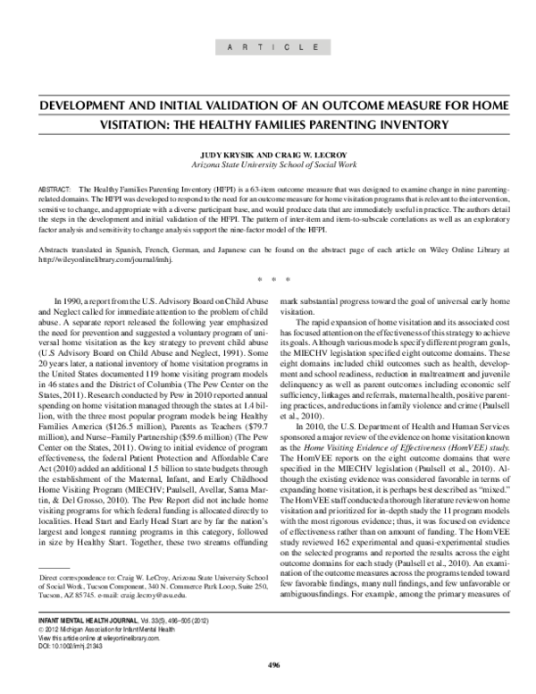 (PDF) Development and initial validation of an outcome measure for home ...