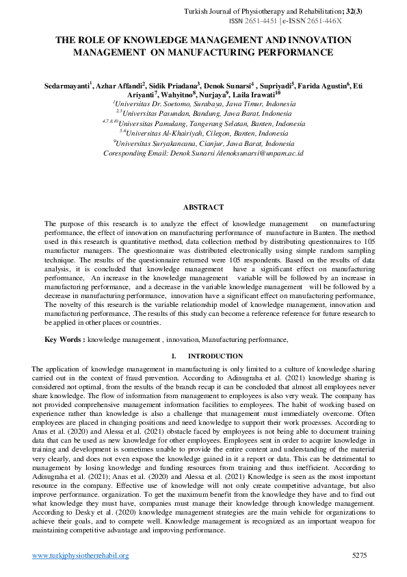 (PDF) The Role of Knowledge Management and Innovation Management on ...