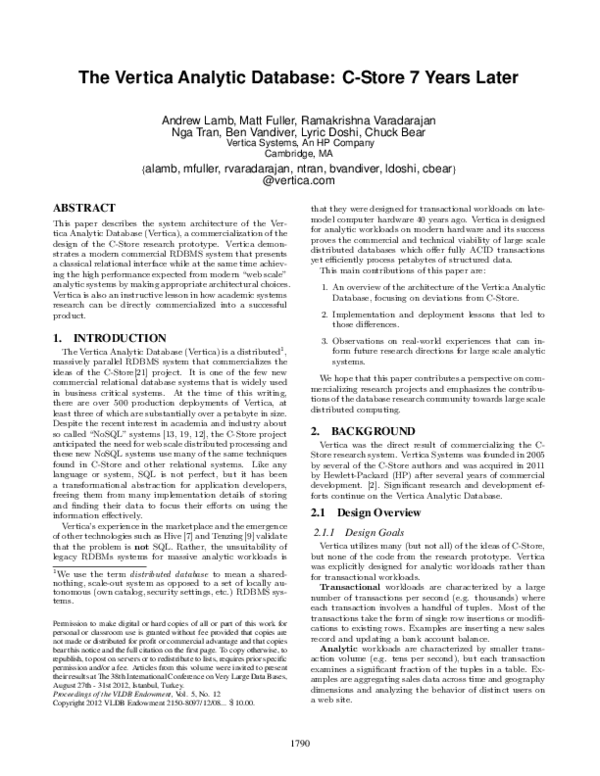 (PDF) The vertica analytic database