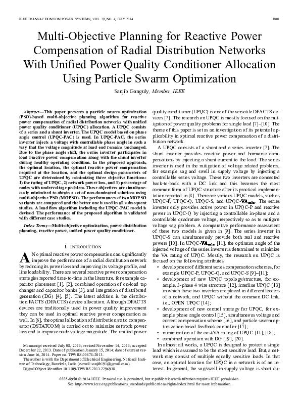 (PDF) Multi-Objective Planning for Reactive Power Compensation of ...