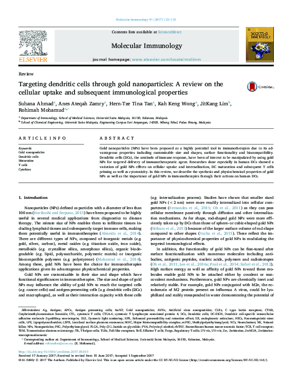 (PDF) Targeting dendritic cells through gold nanoparticles: A review on ...