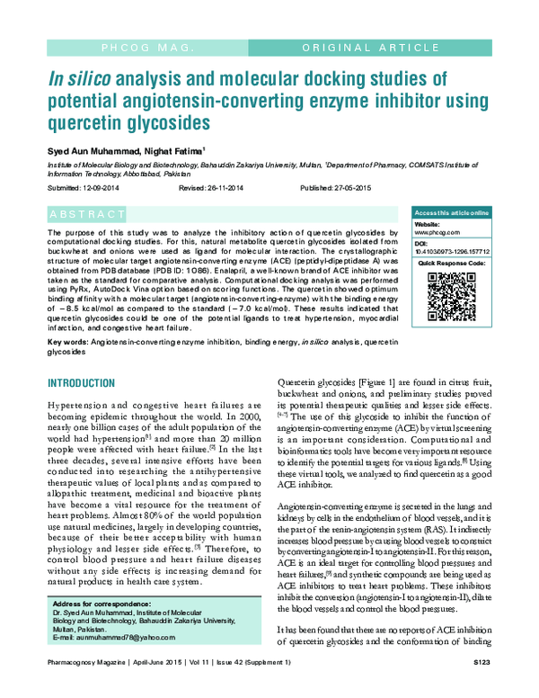 (PDF) In silico analysis and molecular docking studies of potential ...
