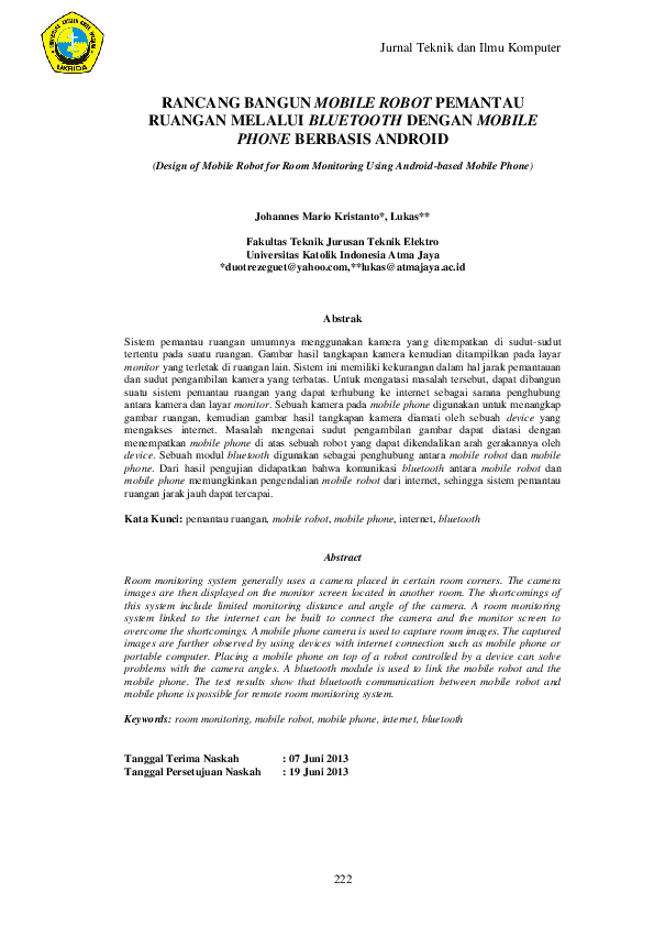 (PDF) Rancangan Bangun Mobile Robot Pemantau Ruangan Melalui Bluetooth ...