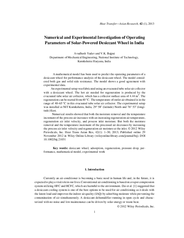 (PDF) Numerical and experimental investigation of operating parameters ...