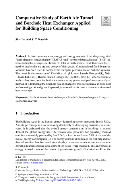 (PDF) Comparative Study of Earth Air Tunnel and Borehole Heat Exchanger ...
