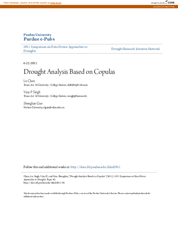(PDF) Drought Analysis Based on Copulas