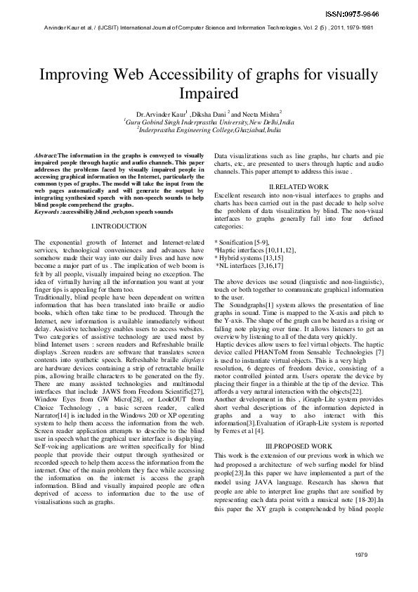 (PDF) Improving Web Accessibility of graphs for visually Impaired