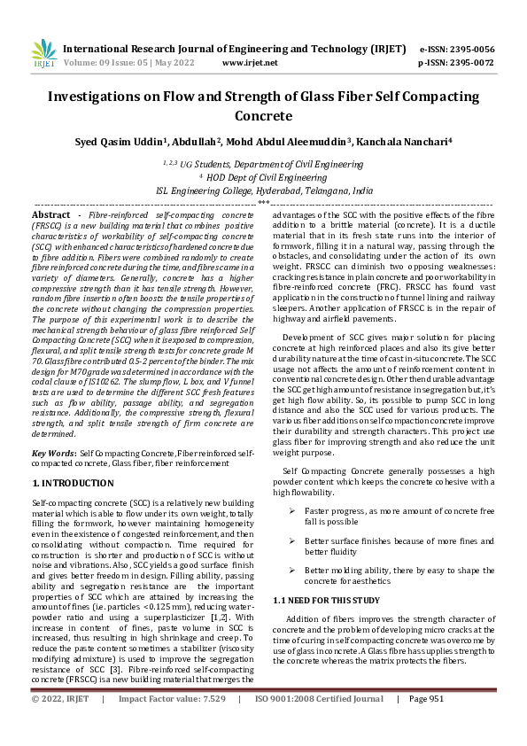 (PDF) Investigations on Flow and Strength of Glass Fiber Self ...
