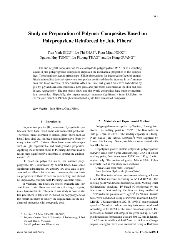 (PDF) Study on Preparation of Polymer Composites Based on Polypropylene ...