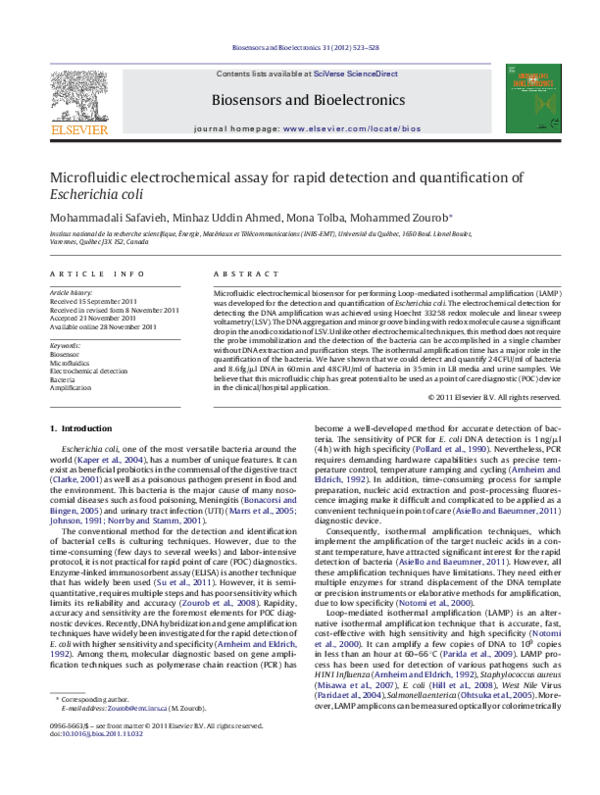 (PDF) Microfluidic electrochemical assay for rapid detection and ...