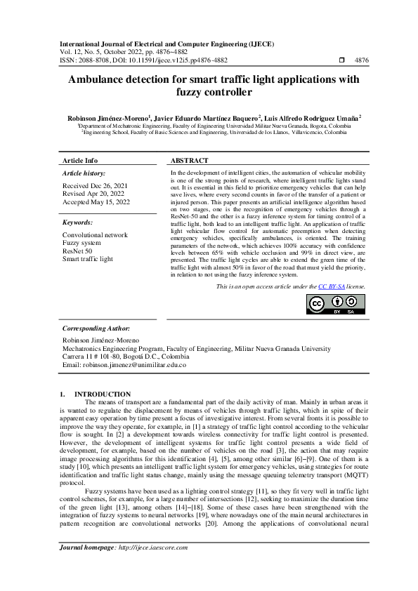 (PDF) Ambulance detection for smart traffic light applications with ...
