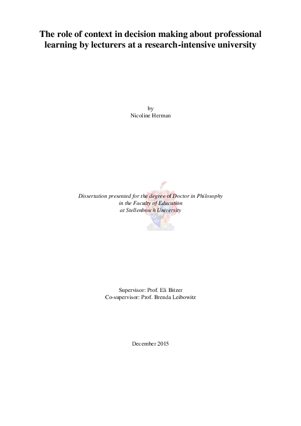 (PDF) The role of context in decision making about professional ...