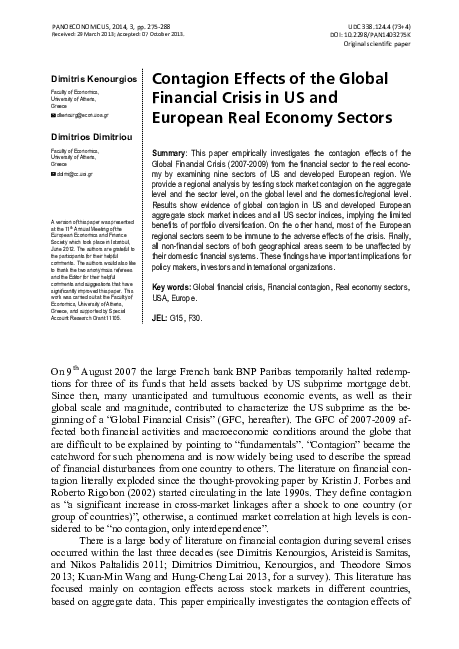 (PDF) Contagion effects of the global financial crisis in us and ...