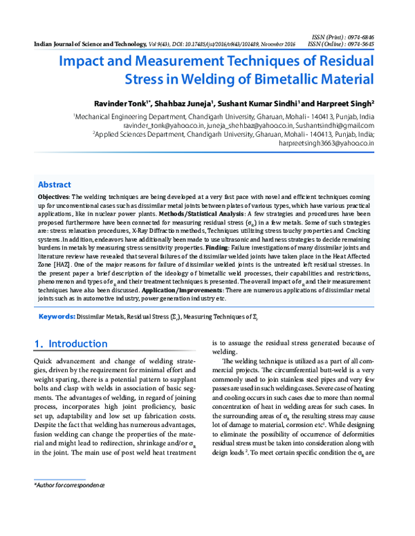 (PDF) Impact and Measurement Techniques of Residual Stress in Welding ...