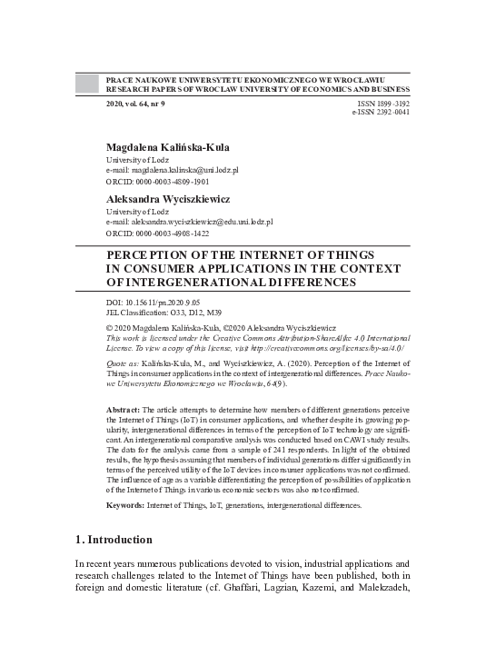 (PDF) Perception of the Internet of Things in consumer applications in ...