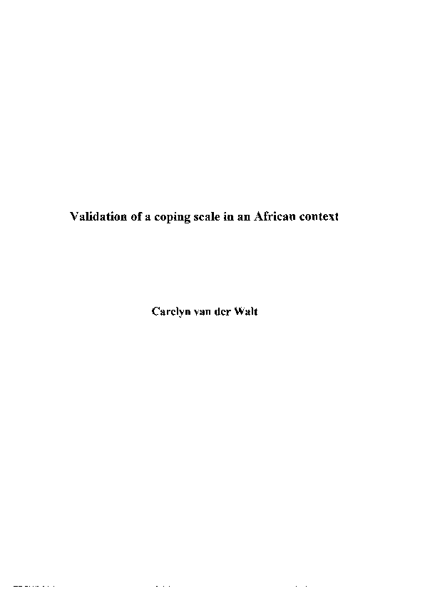 (PDF) Validation of a Coping Scale in an African Context