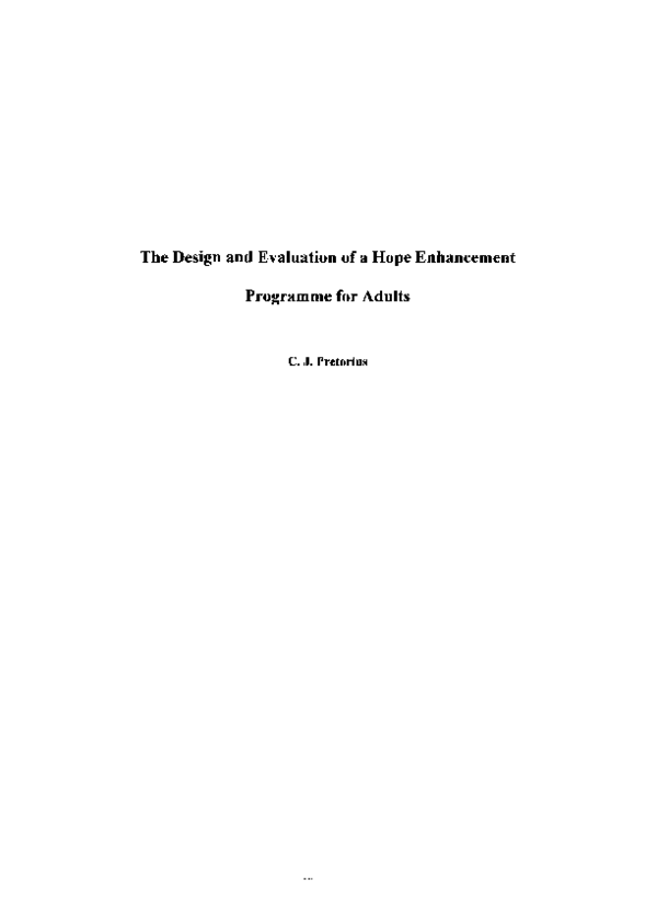 (PDF) The Design and Evaluation of a Hope Enhancement Programme for Adults