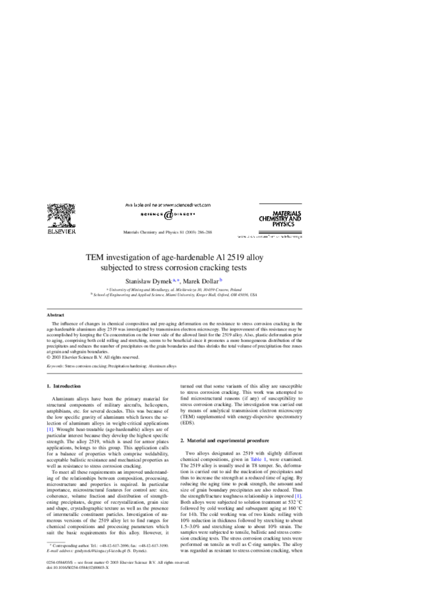 (PDF) TEM investigation of age-hardenable Al 2519 alloy subjected to ...