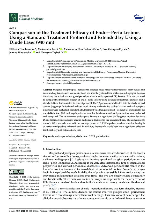 (PDF) Comparison of the Treatment Efficacy of Endo−Perio Lesions Using