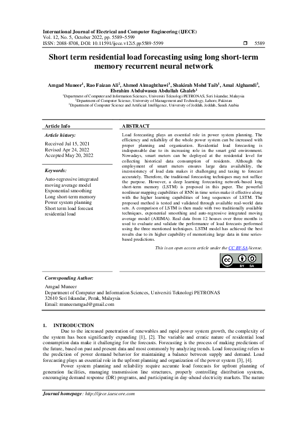 (PDF) Short term residential load forecasting using long short-term ...