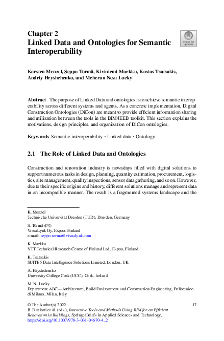 (PDF) Linked Data and Ontologies for Semantic Interoperability