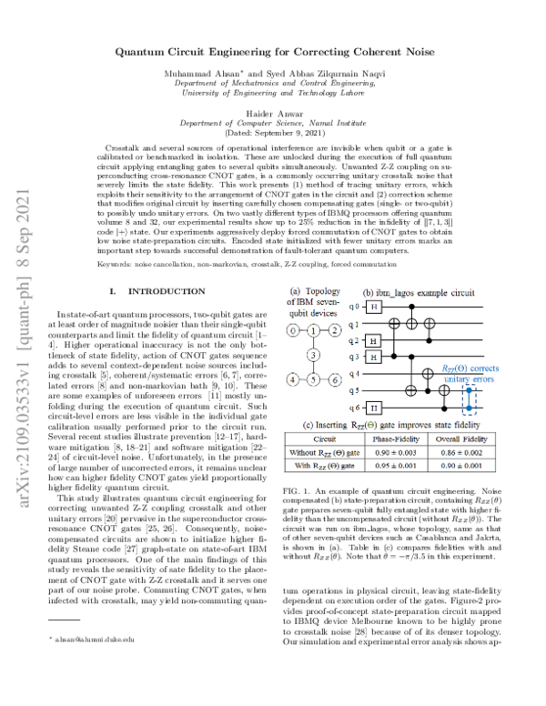 (PDF) Quantum Circuit Engineering for Correcting Coherent Noise