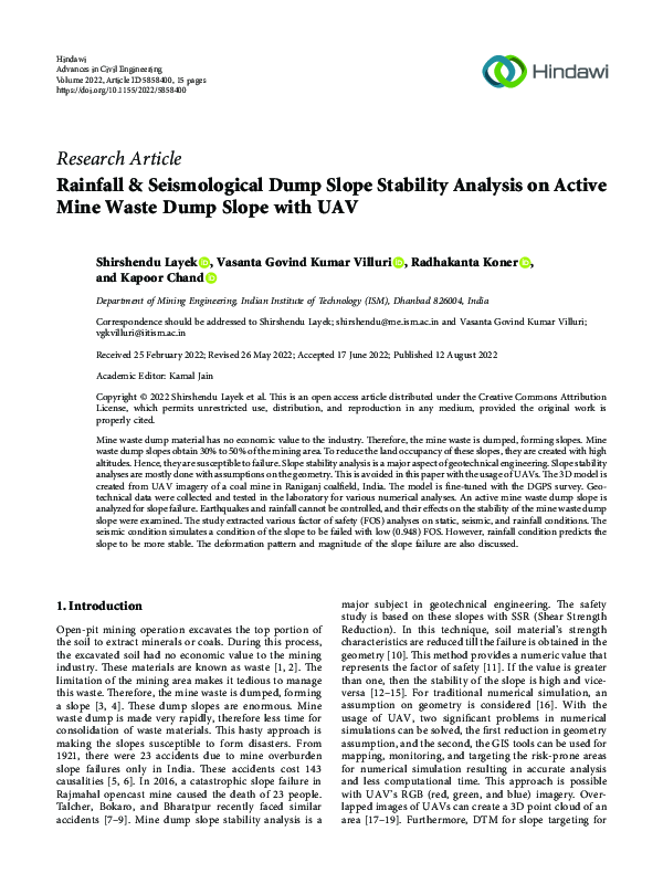 PDF) Rainfall & Seismological Dump Slope Stability Analysis