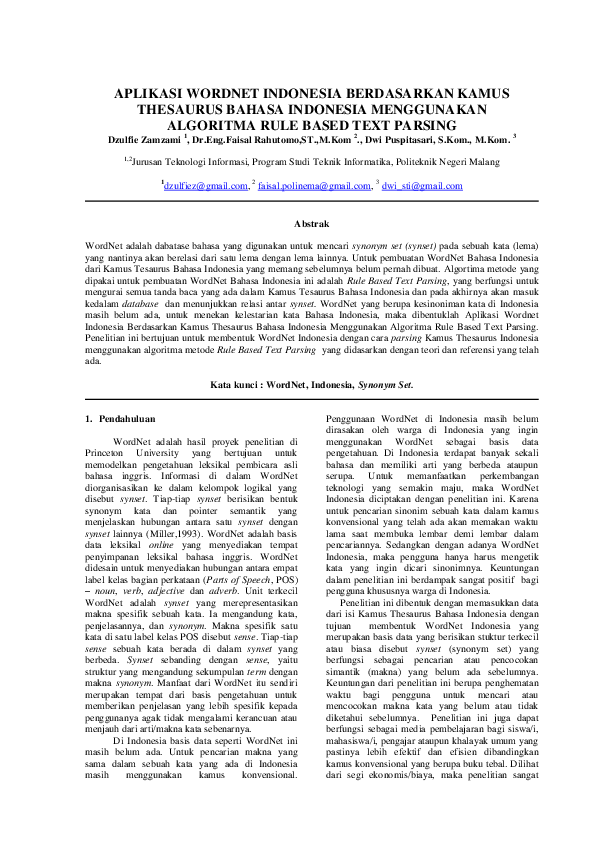 (PDF) Aplikasi Indonesia Berdasarkan Kamus Thesaurus Bahasa Indonesia Menggunakan