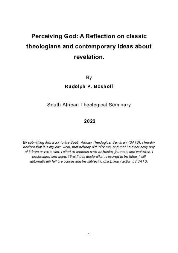 (DOC) Perceiving God: A Reflection on classic theologians and ...