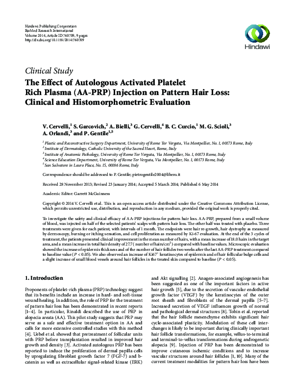 (PDF) The effect of autologous activated platelet rich plasma (AA-PRP ...