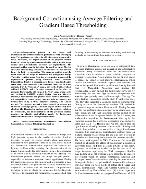(PDF) Background Correction using Average Filtering and Gradient Based ...