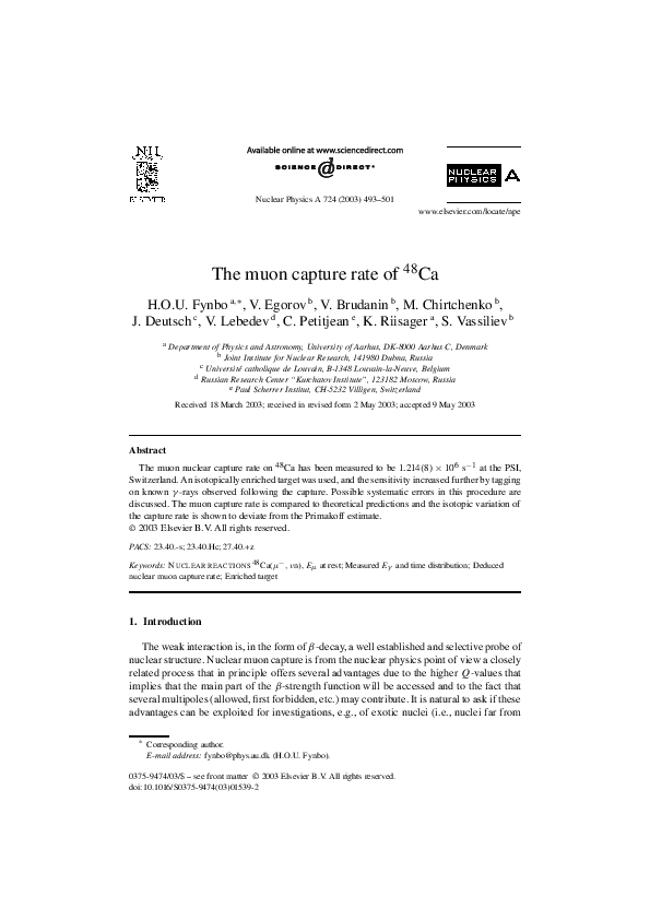 (PDF) The muon capture rate of 48Ca