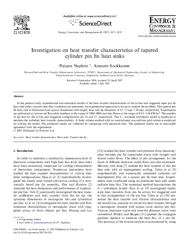 (PDF) Investigation on heat transfer characteristics of tapered ...