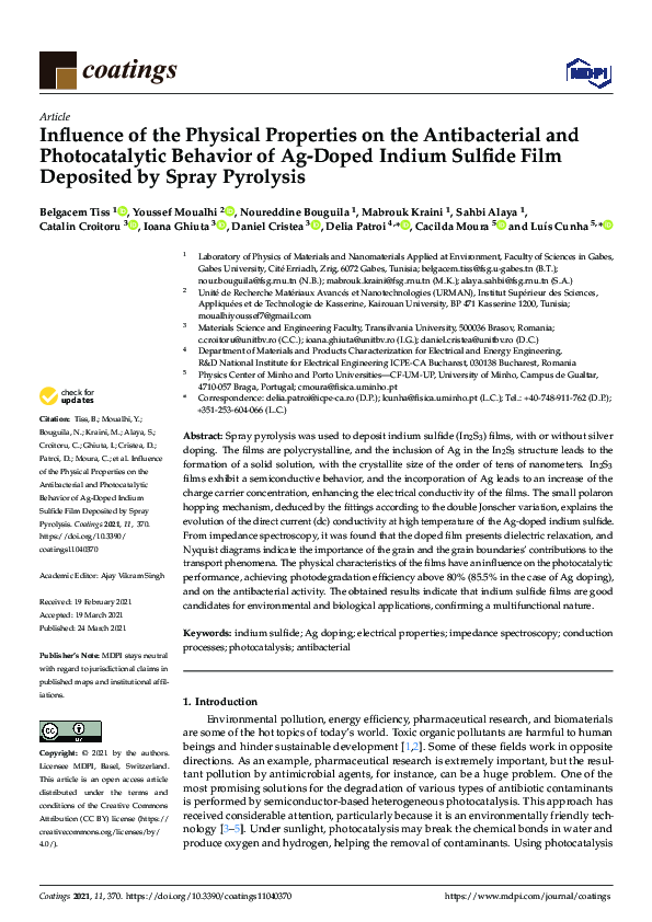 (PDF) Influence of the Physical Properties on the Antibacterial and ...