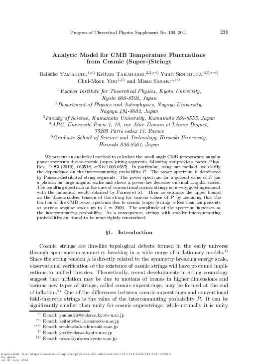 (PDF) Analytic Model for CMB Temperature Fluctuations from Cosmic ...